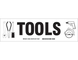 TOOLS Label, Black on White, 3.5" H x 12" W x 0.006" D