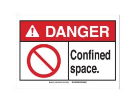 DANGER Confined Space. Sign, 7" H x 10" W x 0.035" D, Aluminum