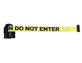 Wall Mount Retractable Belt System, Black, CAUTION  DO NOT ENTER