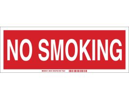 No Smoking Sign, 5" H x 14" W x 0.006" D, Polyester, White on Red