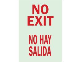 No Exit/No Hay Salida Sign, 14" H x 10" W x 0.063" D