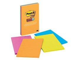 Post-it® Super Sticky Notes 4621-SSAU, 4 in x 6 in (101 mm x 152 mm) Energy Boost, Lined, 4 Pads/Pack