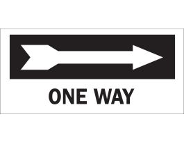 One Way Sign, 6.5" H x 14" W x 0.1" D, Fiberglass, Arrow Direction: Right