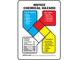 Sign Kit, NOTICE CHEMICAL HAZARD, w/NFPA Diamond, 10" X 7", Plastic