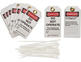 Tags DO NOT OPERATE THIS TAG MAY ONLY BE REMOVED Polyester 5.75x3 BK/RD/WH 25PK