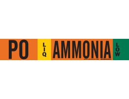 PO LIQ AMMONIA LOW Pipe Marker, 4" H x 24" W, Fits Pipes 8" Dia. or Larger