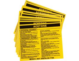 ACETONE Labels, Black on Yellow