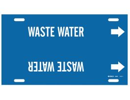 Strap-On Pipe Marker: WASTE WATER