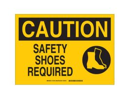 CAUTION Safety Shoes Required Sign, 10" H x 14" W x 0.006" D, Polyester
