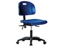 Blue Polyurethane Desk Height Ergonomic Chair With Casters