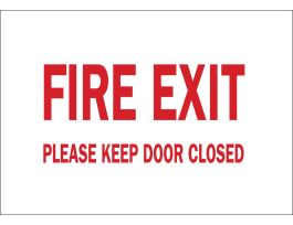 Fire Exit Please Keep Door Closed Sign, 7" H x 10" W x 0.006" D