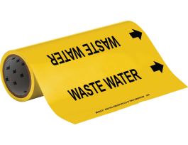 Waste Water Pipe Marker, 30' H x 12" W x 30' L, Roll of 30', Fits Pipes, 2.5" Dia. Thru 6" Dia.