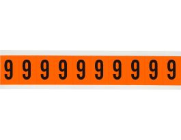 Outdoor Vinyl 2 in Black on Orange Numbers 9 Card of 10 Labels