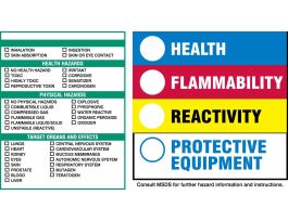 HEALTH FLAMMABILITY REACTIVITY PROTECTIVE EQUIPMENT Labels, 6" H x 6" W x 0.0038" D