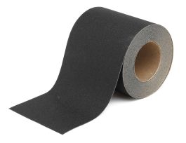Anti-Skid Tape Roll - Grit-Coated Polyester, Solid Color, Black, 6" x 60'