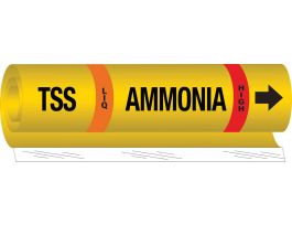 TSS LIQ AMMONIA HIGH Pipe Marker, 26" H x 12" W, Fits Pipes 2.5" Dia. Thru 7.875" Dia.