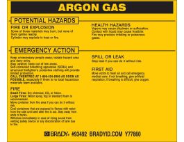 ARGON GAS Labels, 3.75" H x 4.5" W x 0.005" D, Black on Yellow