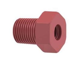 Threaded Adapter, Red PEEK, 0.062" ID, 1/4-28 Flat Bottom (F) to 1/8" NPT(M)