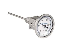 Industrial Silicone Filled Bimetal Thermometer, 3 Dial, Adjustable Angle, 6 Stem, 0-250F (-20-120C)