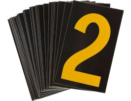 BradyLite 1.5 in Reflective Numbers Yellow on Black, 2 25/PK