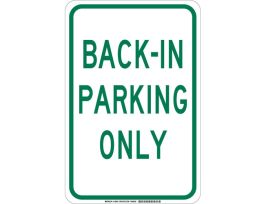 Back-In Parking Only Sign, 18" H x 12" W x 0.06" D, Polystyrene