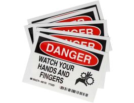 Danger Watch Your Hands and Fingers, 3.5" H x 5" W x 0.006" D, Polyester, (5/Package)