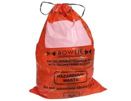 Bowtie Biohazard Bags with Drawstring, Autoclavable, 25" x 35", HDPE; 100/CS