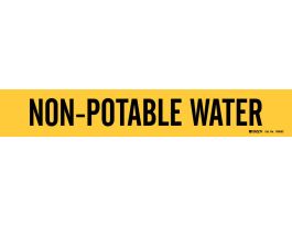 Self-Adhesive Pipe Marker: NON-POTABLE WATER, 2.25" H x 14" W, Pack of 5 Each, Fits Pipes 2.5" Dia. Thru 7.875" Dia.