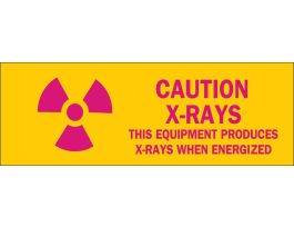 CAUTION X-Rays This Equipment Produces X-Rays When Energized Sign, 2.25" H x 2.25" W x 0.006" D, Polyester