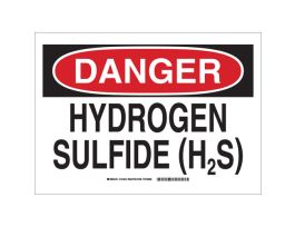 DANGER Hydrogen Sulfide (H2S) Sign, 7" H x 10" W x 0.035" D, Aluminum