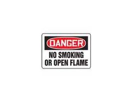Safety Sign, Danger - No Smoking Or Open Flame, 10" X 14", Aluminum