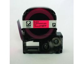 LABEL 18MM FLUOR BLACK ON PINK