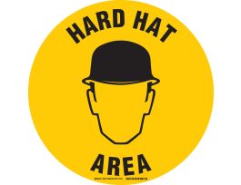 Hard Hat Area Sign, 17" Dia x 0.012" D, Vinyl