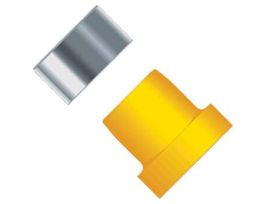 Super Flangeless Ferrule, Yellow ETFE/SS Ring, 1/8" OD Tubing, 1/4-28 Flat Bottom; 10/PK