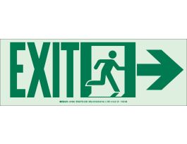 BradyGlo NYC Approved Exit With Running Man And Right Arrow Sign, 5" H x 14" W x 0.045" D