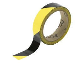 Marking Tape Roll - High Performance  Vinyl, Diagonal Stripes, Black on Yellow, 1" x 18 yd