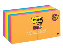 Post-it® Super Sticky Notes 654-12SSAU+4, 3 in x 3 in (76 mm x 76 mm), Energy Boost Collection