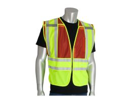 ANSI 207 PSV Vest, No Logo, Brkwy, Zipper Closure, 2x1in. Reflec. Red, MD-XL