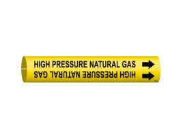 HIGH PRESSURE NATURAL GAS Pipe Marker, Fits Pipes 1.5" Dia. Thru 2.375" Dia.