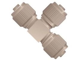 High-Pressure MicroStatic Mixing Tee Assembly, No Frit, PEEK, 0.010" ID, 1/16" OD Tubing, 5/16-24 Coned; 1/EA