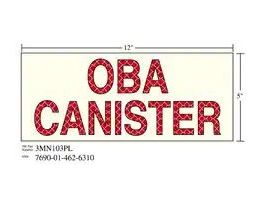 3M™ Photoluminescent Film 6900, Shipboard Sign 3MN103PL, 12 in x 5 in, "OBA CANISTER", 10/Pkg