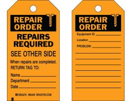Repair Tag REPAIR ORDER Polyester 5.75 x 3  Black on Orange 10/PK