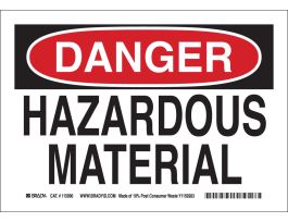 DANGER Hazardous Material Sign, 7" H x 10" W x 0.055" D, Polypropylene