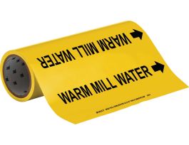 Warm Mill Water Pipe Marker, 30' H x 12" W x 30' L, Roll of 30', Fits Pipes, 2.5" Dia. Thru 6" Dia.