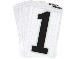 Glow in the Dark 2 in Black, Green Glow on Silver Number 1 10/PK