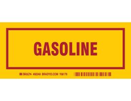 GASOLINE Labels, Red on Yellow