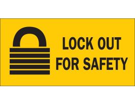 Lock Out For Safety Sign, 2.25" H x 4.5" W x 0.006" D, Polyester