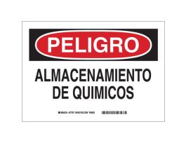 PELIGRO Almacenamiento De Quimicos Sign, 10" H x 14" W x 0.06" D, Polystyrene