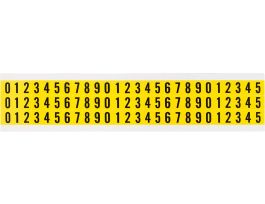 Repositionable Vinyl 0.375 in Black on Yellow, Numbers 0 to 9 Card of 78 Labels