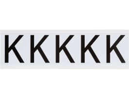 Vinyl 1.938 in Numbers and Letters Black on White K Card of 5 Labels